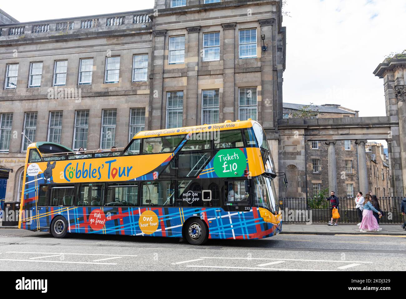 Cobbles Tour double decker sightseeing bus on Princes Street in