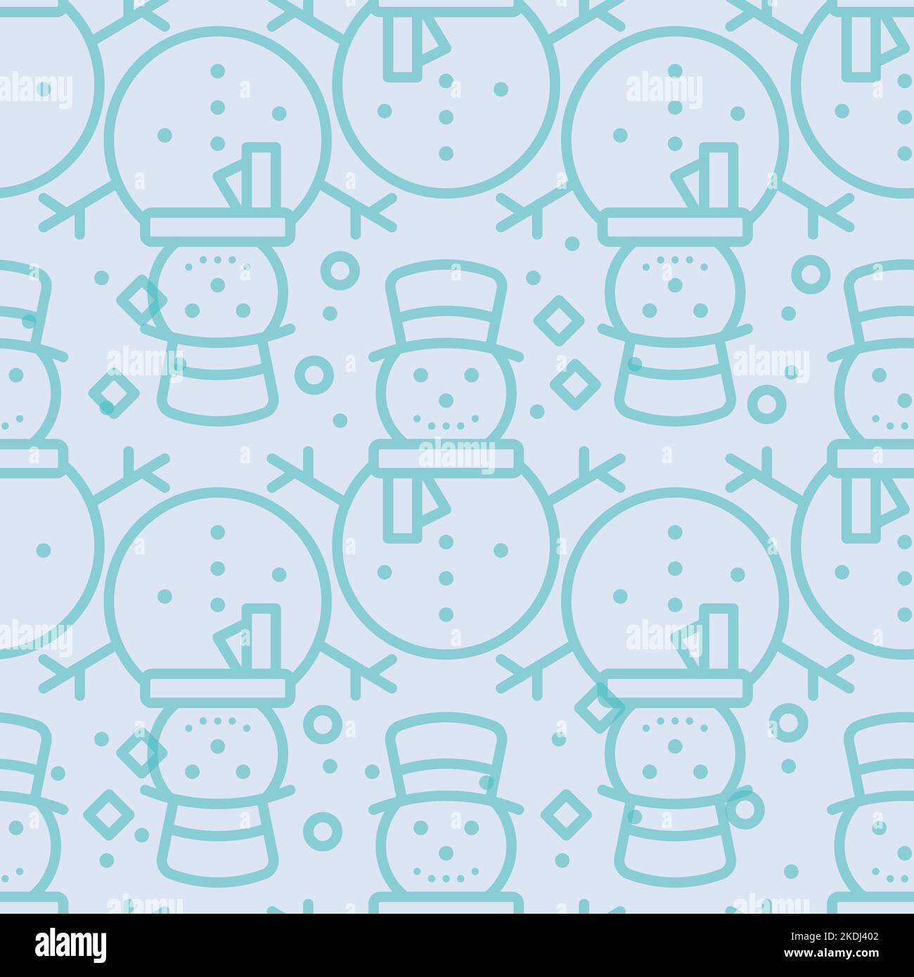 Pastel Christmas Snowman seamless repeat pattern background design Stock Vector