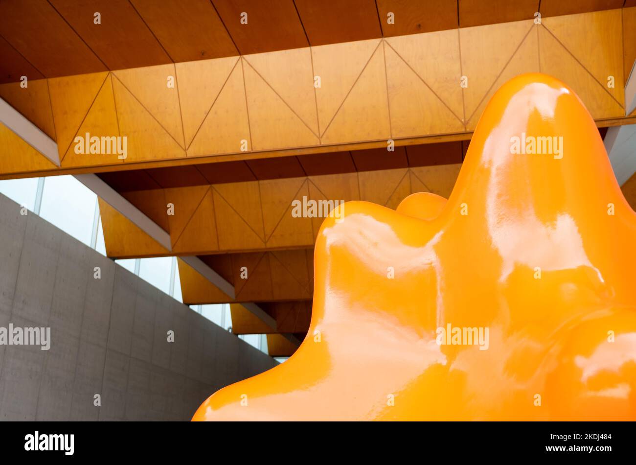 'Geo Face Distributor' by James Angus at the entrance to the National Portrait Gallery, Canberra, ACT, Australia Stock Photo