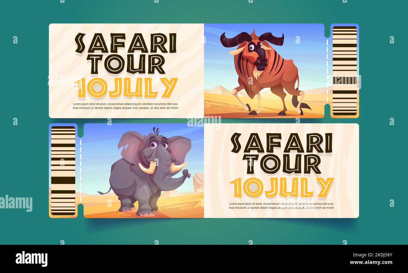 Tickets for safari tour with wild african animals buffalo and elephant