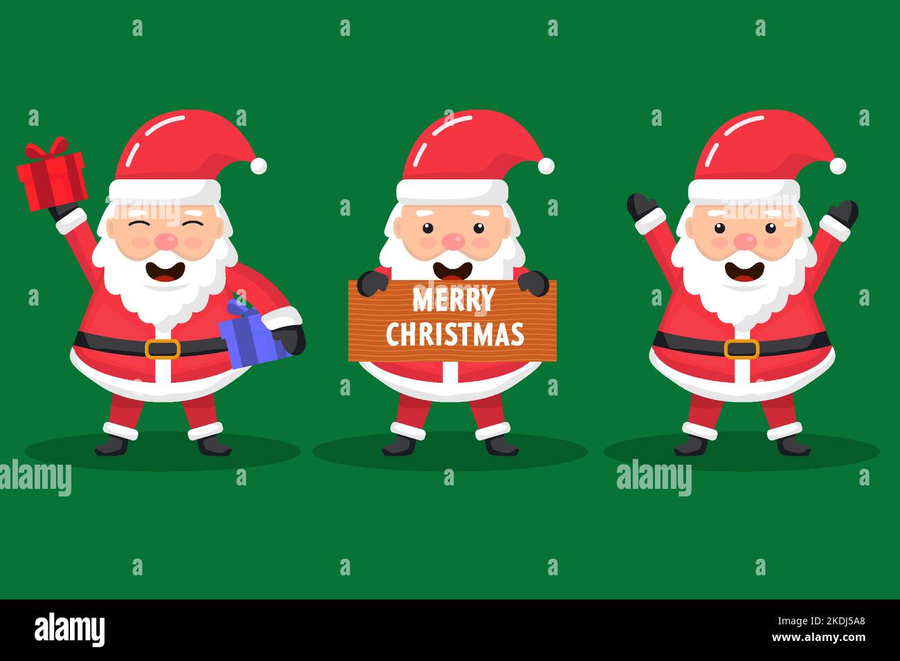 cute santa claus characters collection in flat design Stock Vector ...