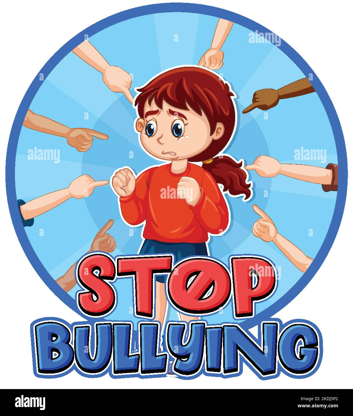 Stop Bullying Text With Cartoon Character Illustration Stock Vector Image And Art Alamy