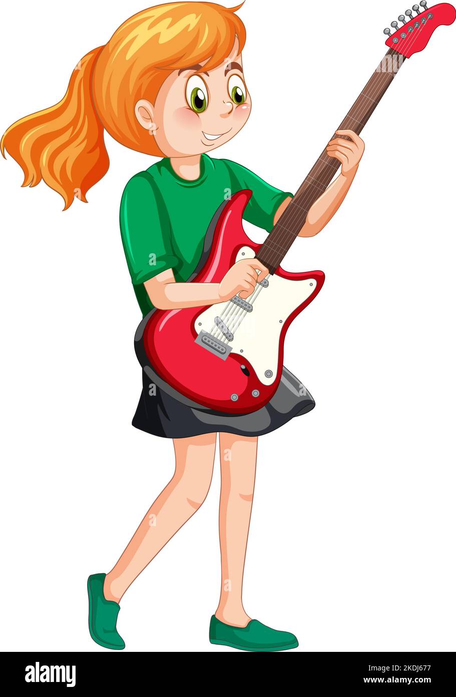 A girl playing electric guitar illustration Stock Vector Image & Art