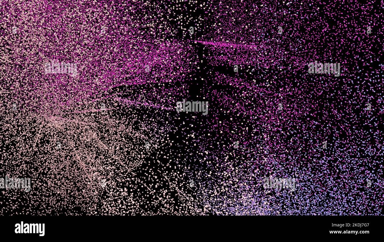 3D rendering of burst of colorful dust or debris or dirt or sand ...