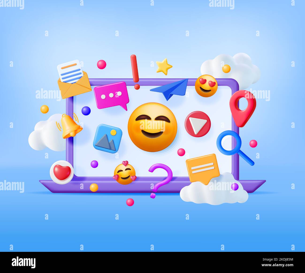 3D Social Media Concept Isolated. Stock Vector