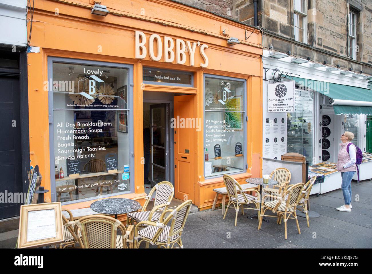 Bobbys cafe and coffee shop in Edinburgh city centre with model