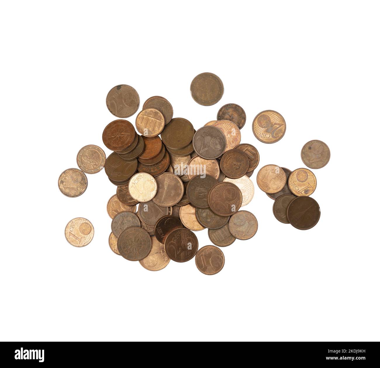a pile of euro cent coins  on a transparent background Stock Photo