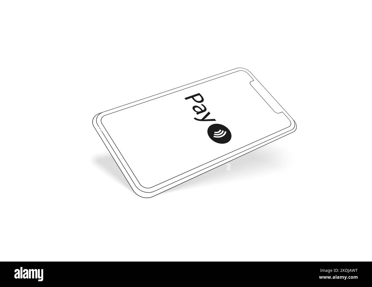 3D illustration of a smartphone with which contactless payments can be made as a contour drawing Stock Photo