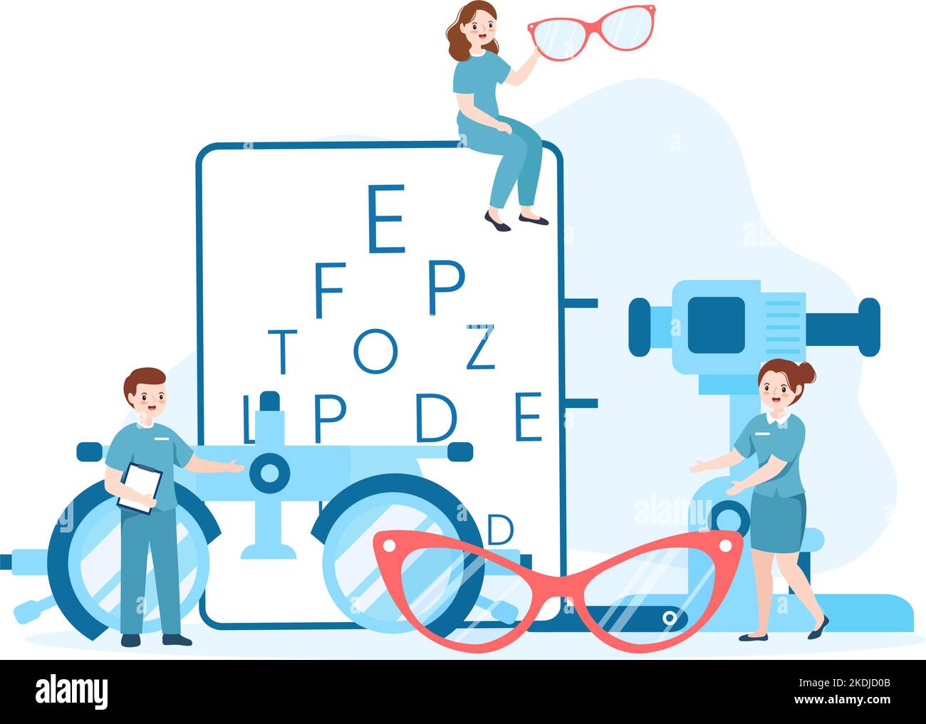 Eye Glasses Store or Optical Shop with Accessories, Optician, Checking