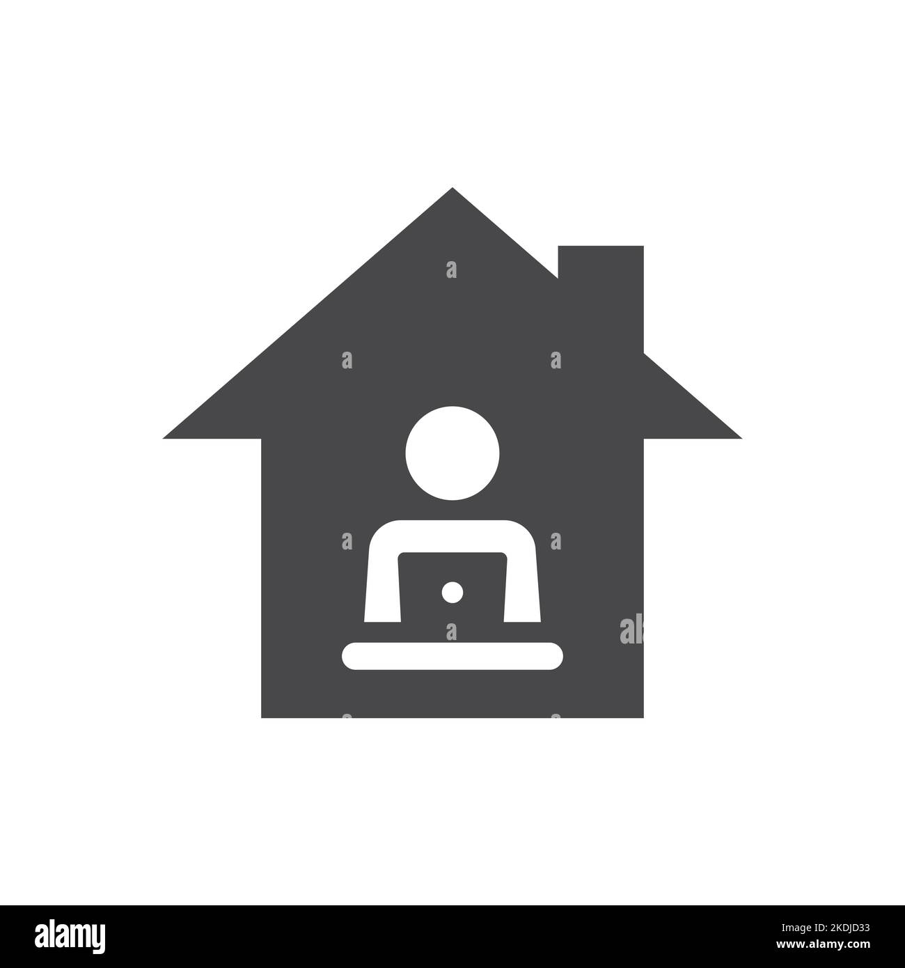 Home office black vector icon. Working from home filled symbol. Stock Vector