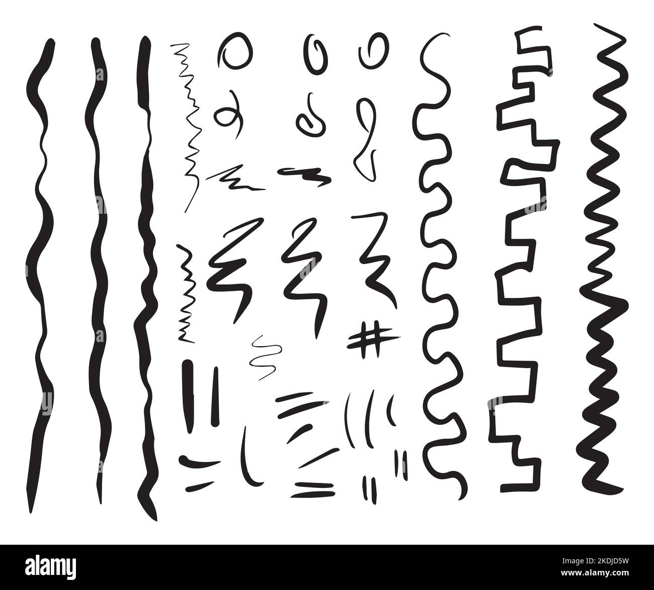 Abstract space fillers in the style of doodles, lines. Set Stock Vector