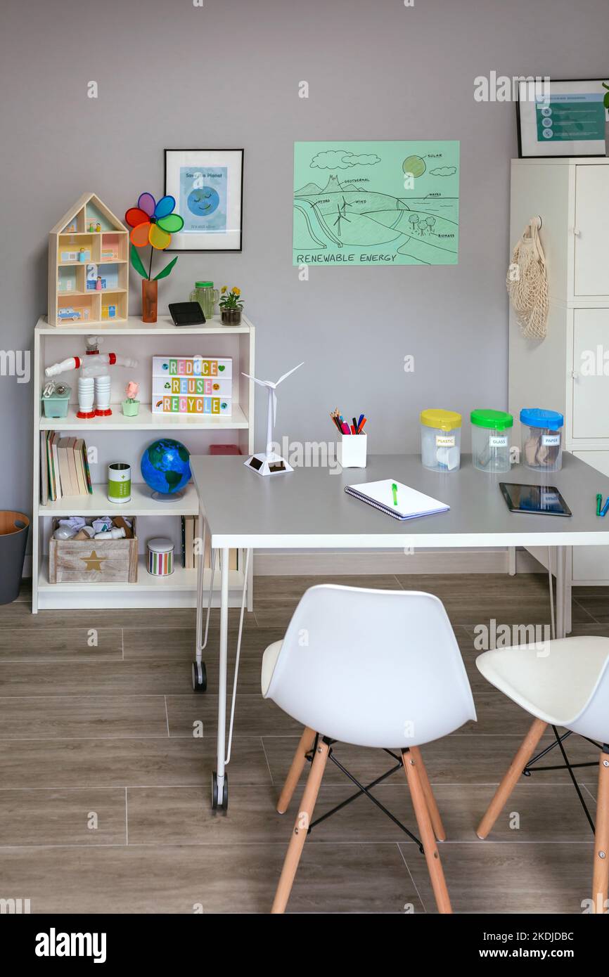 Empty environmental classroom ready for ecology class lesson Stock