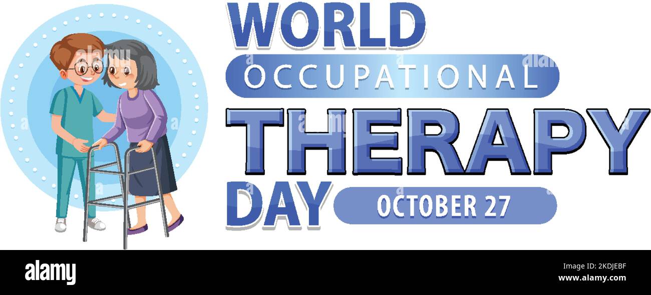 World occupational therapy day text banner design illustration Stock