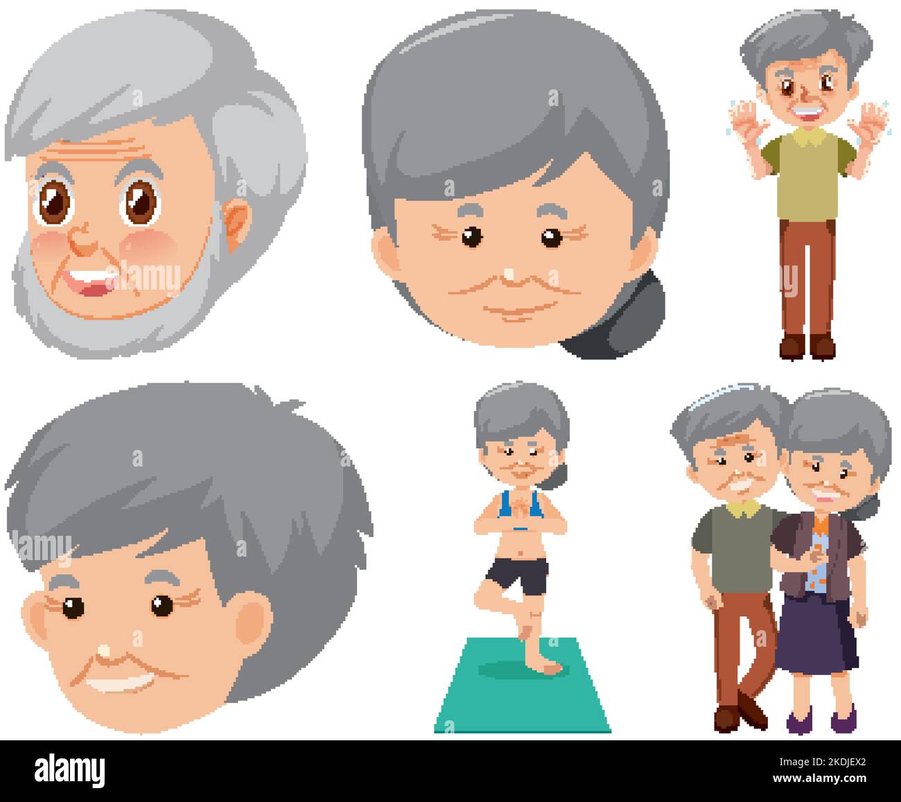 Collection of elderly people icons illustration Stock Vector Image ...