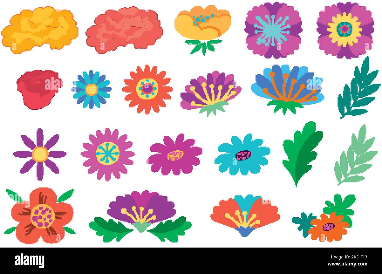Set of colorful flowers in flat style illustration Stock Vector Image ...