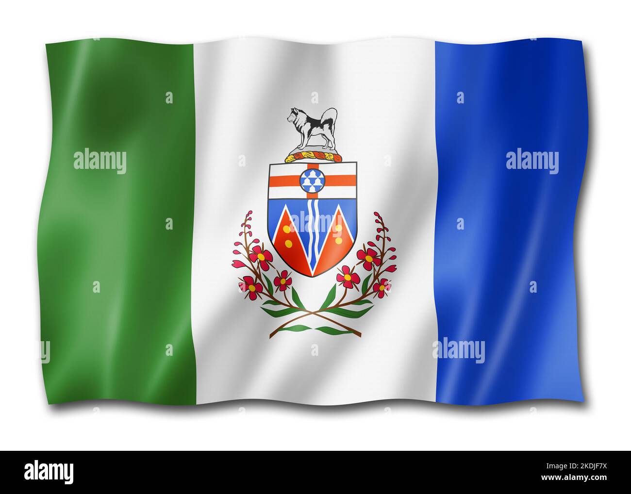 Yukon territory flag, Canada waving banner collection. 3D illustration Stock Photo
