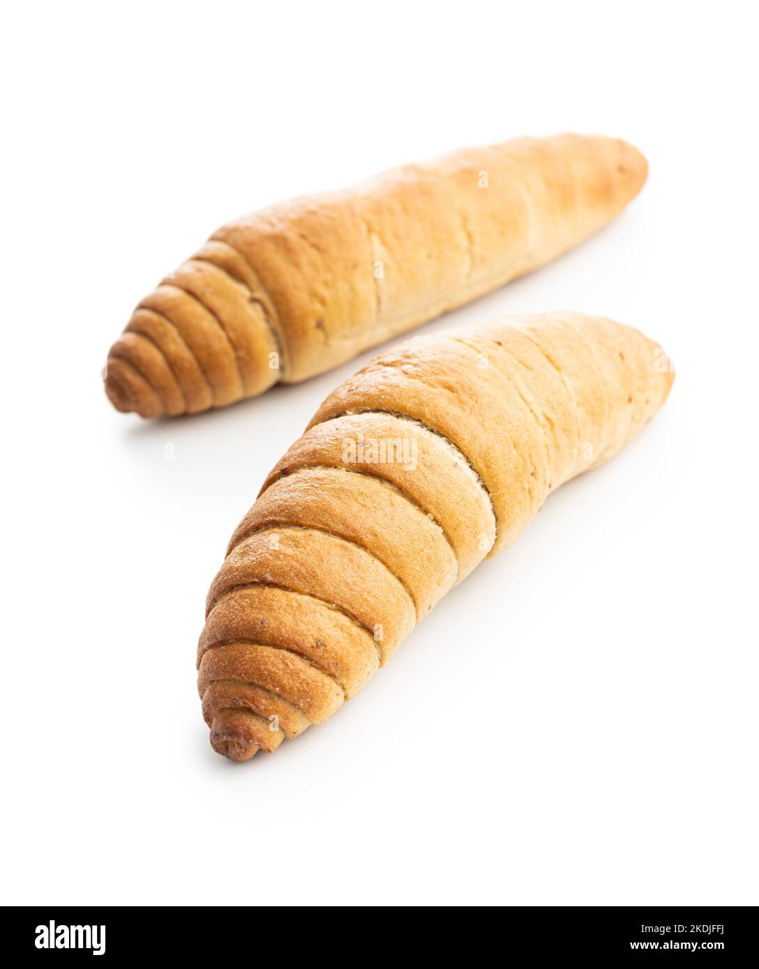 Bread roll. Croissant isolated on the white background. Stock Photo
