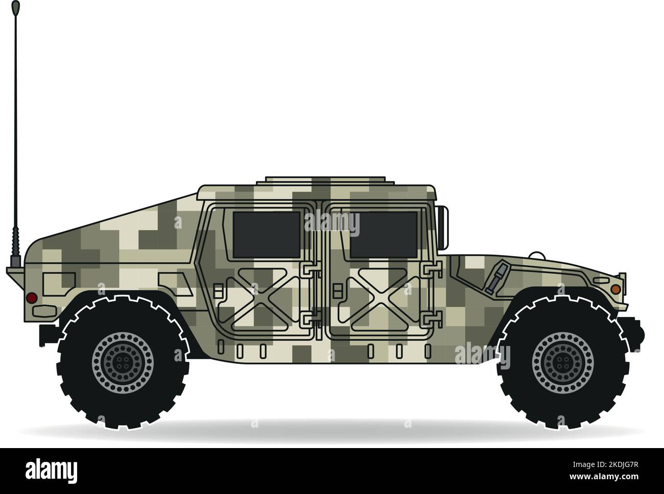 An American military vehicle in pixel desert camouflage Stock Vector