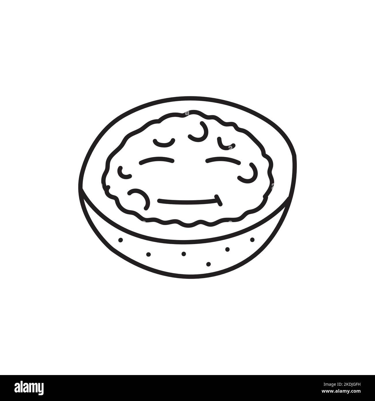 Satisfied passion fruit color line icon. Mascot of emotions Stock