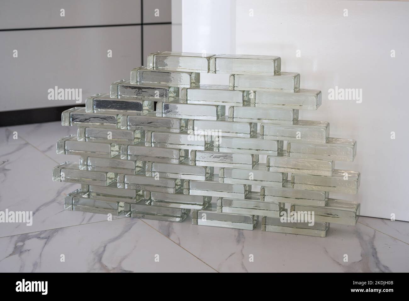Close-up of glass bricks used for interior decoration Stock Photo