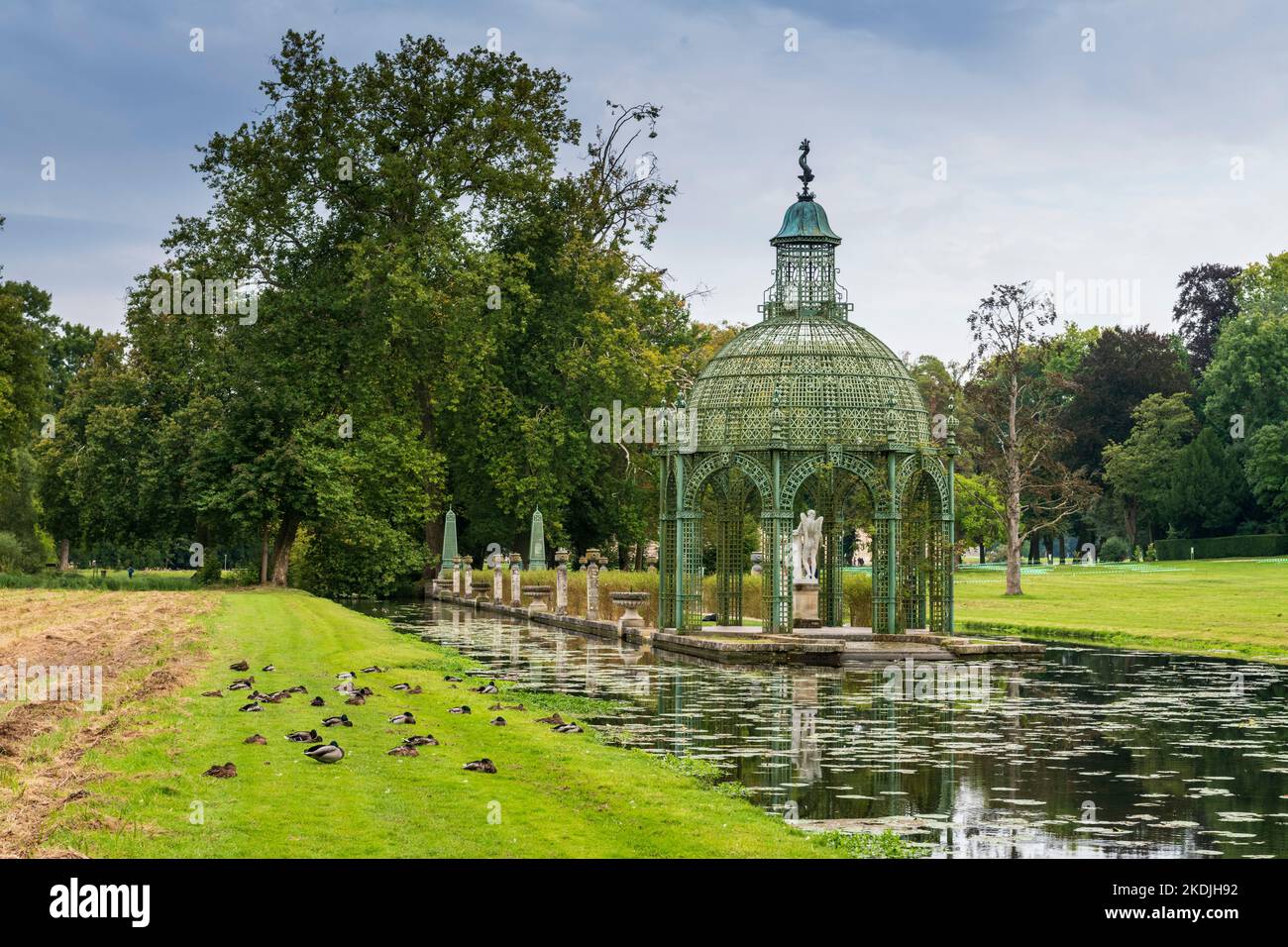 The Gloriette of the Ile d'Amour in the English garden of the Château de Chantilly in autumn, Oise, France Stock Photo