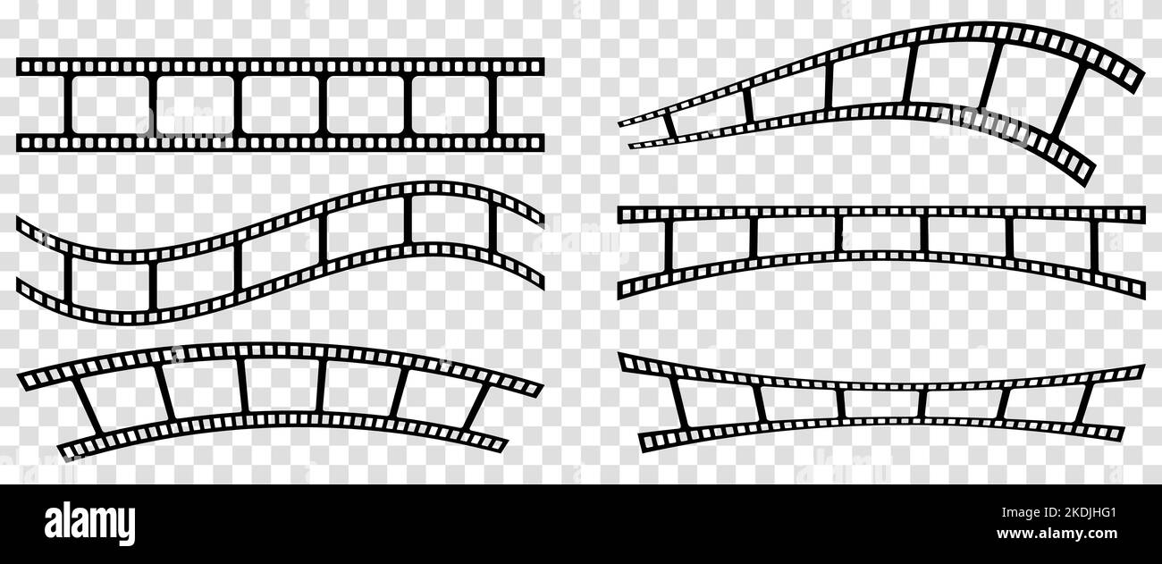 Film strip line icons. Vector illustration isolated on transparent ...