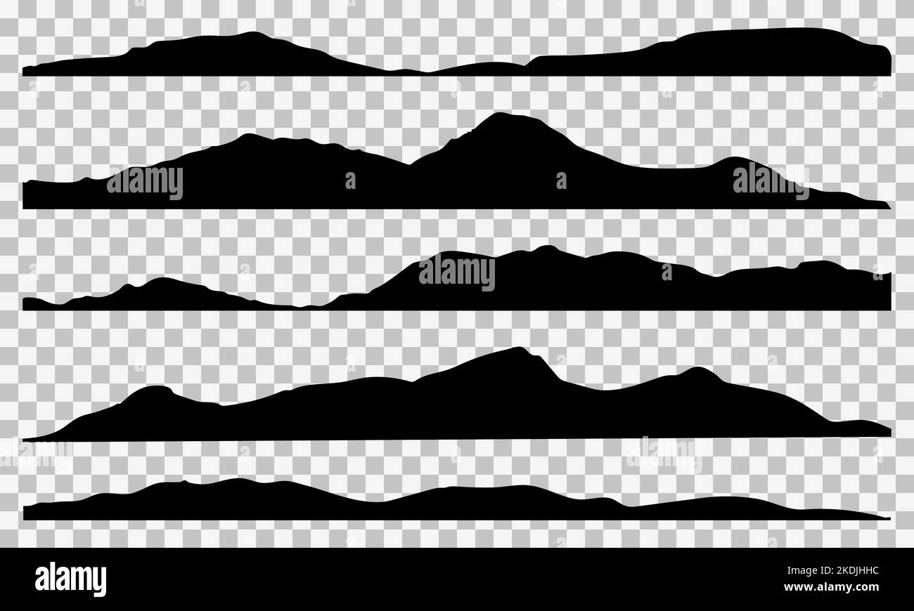 Mountains silhouettes. Panoramic silhouettes of highlands, mountains and rocky landscapes ...