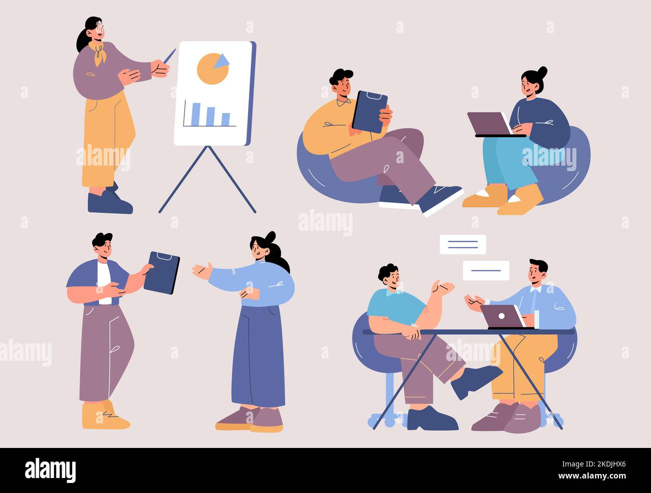 People work in office. Business team, company staff on workplace