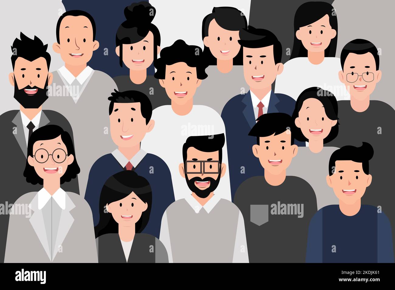 vector of large number of asian business people men and women taking a group photo Stock Vector