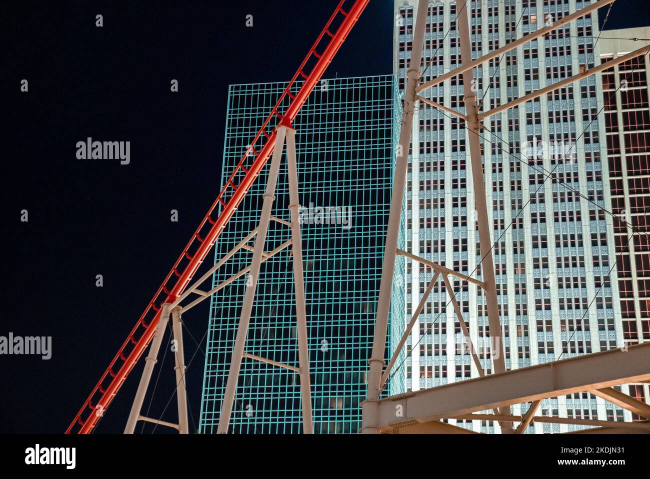 View of rollercoaster at famous New York, New York hotel in Las Vegas