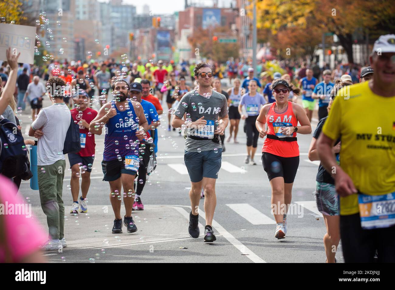 New York, USA. 6th Nov, 2022. Runners compete during the 2022 TCS New York City Marathon in New