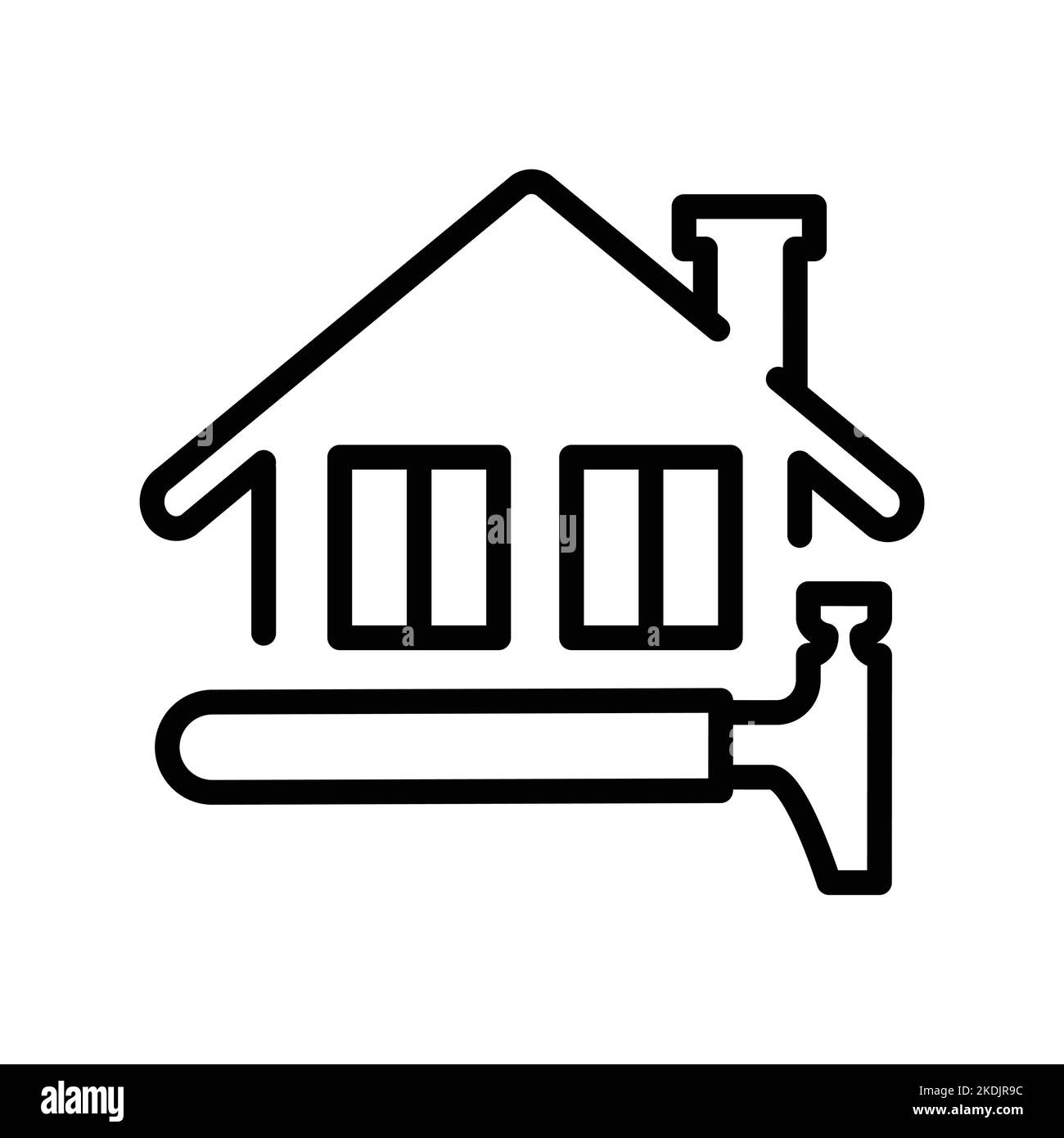 Roofing and installation of windows black line icon. Pictogram for web page Stock Vector