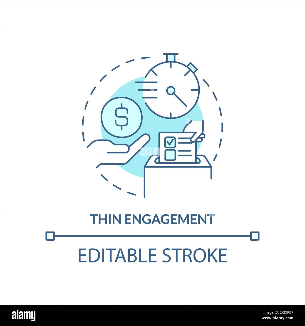 Thin engagement turquoise concept icon Stock Vector