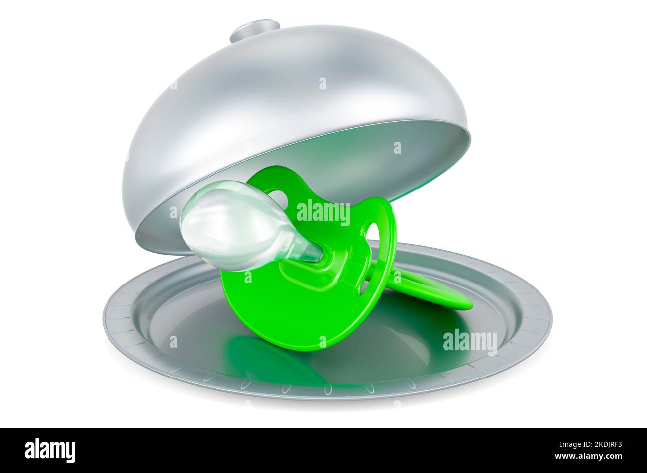 Restaurant cloche with baby pacifier, 3D rendering isolated on white ...