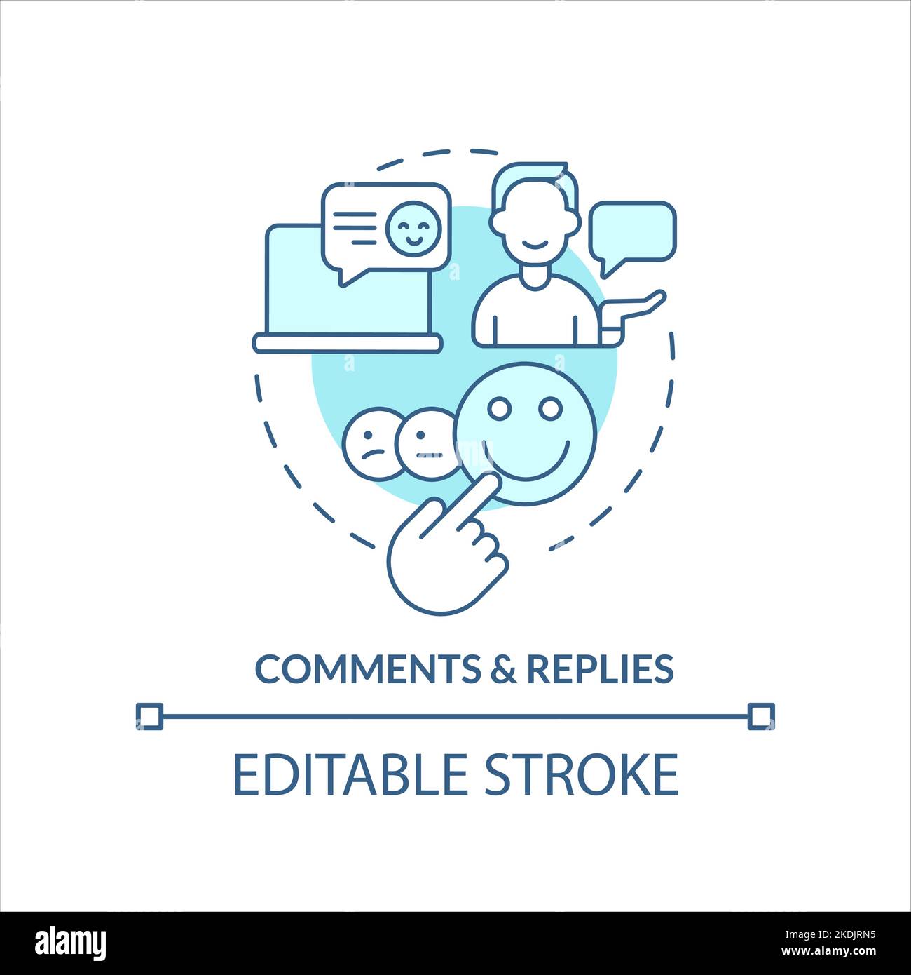 Comments and replies turquoise concept icon Stock Vector