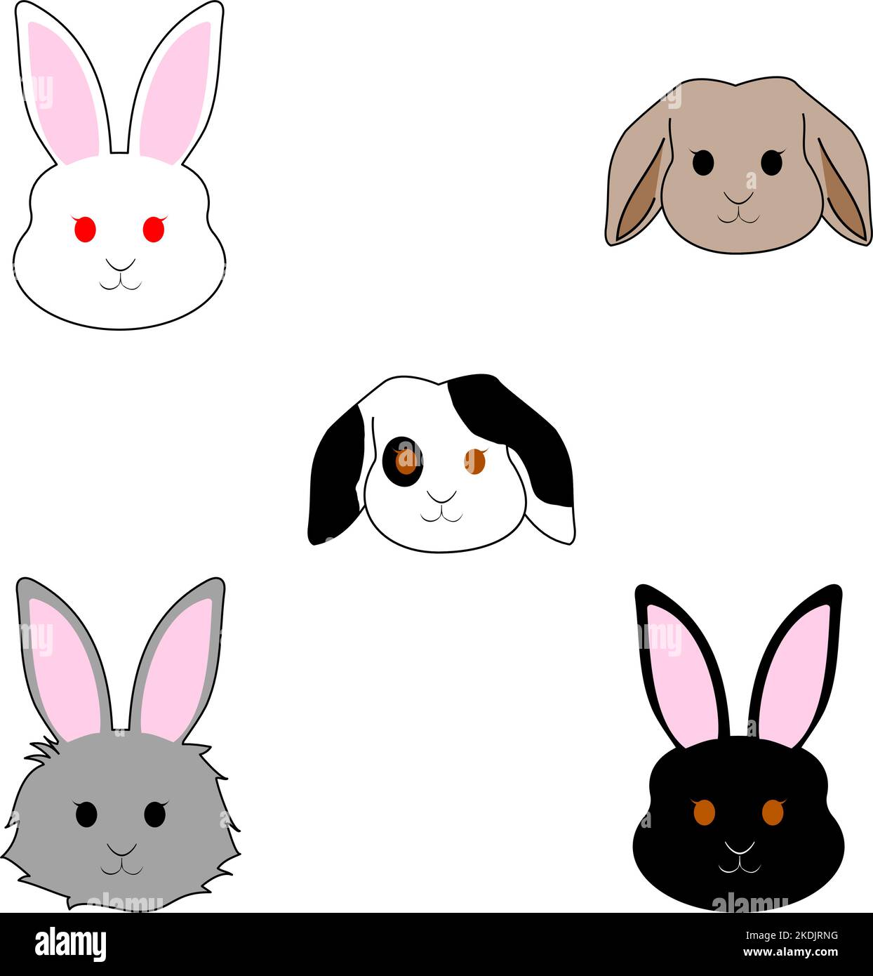 bunnies: dwarf rabbit,black rabbit,white rabbit Stock Vector
