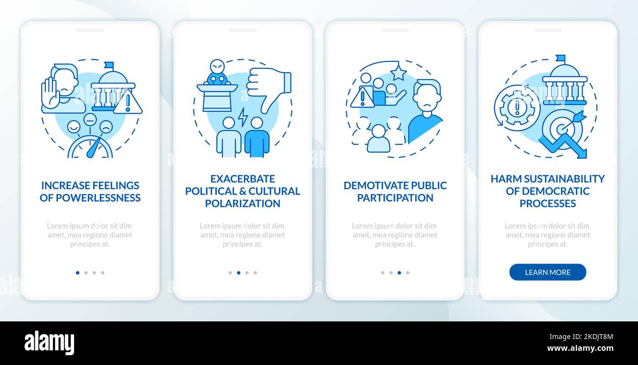Conventional involvement issues blue onboarding mobile app screen Stock Vector