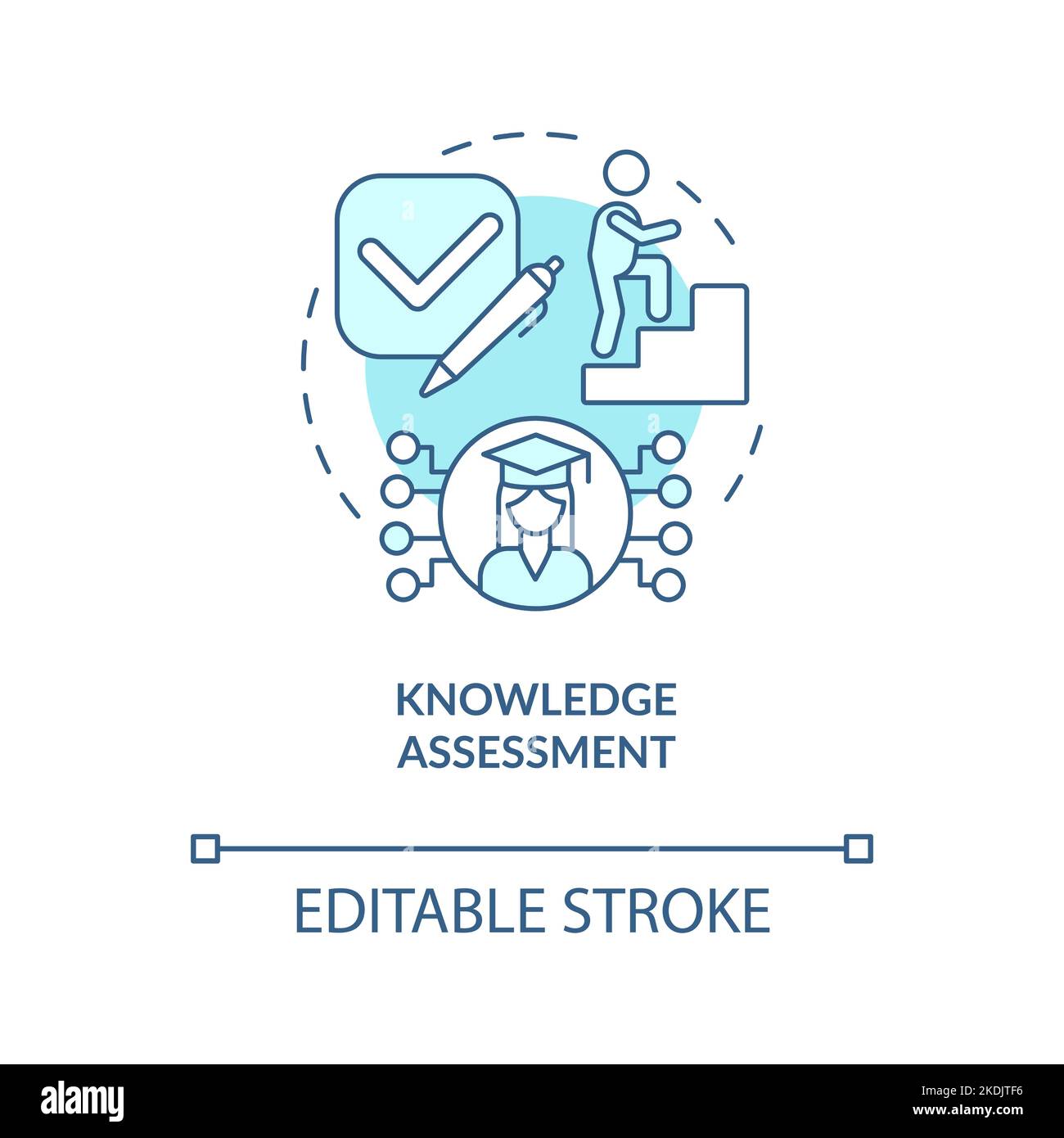 Knowledge assessment turquoise concept icon Stock Vector