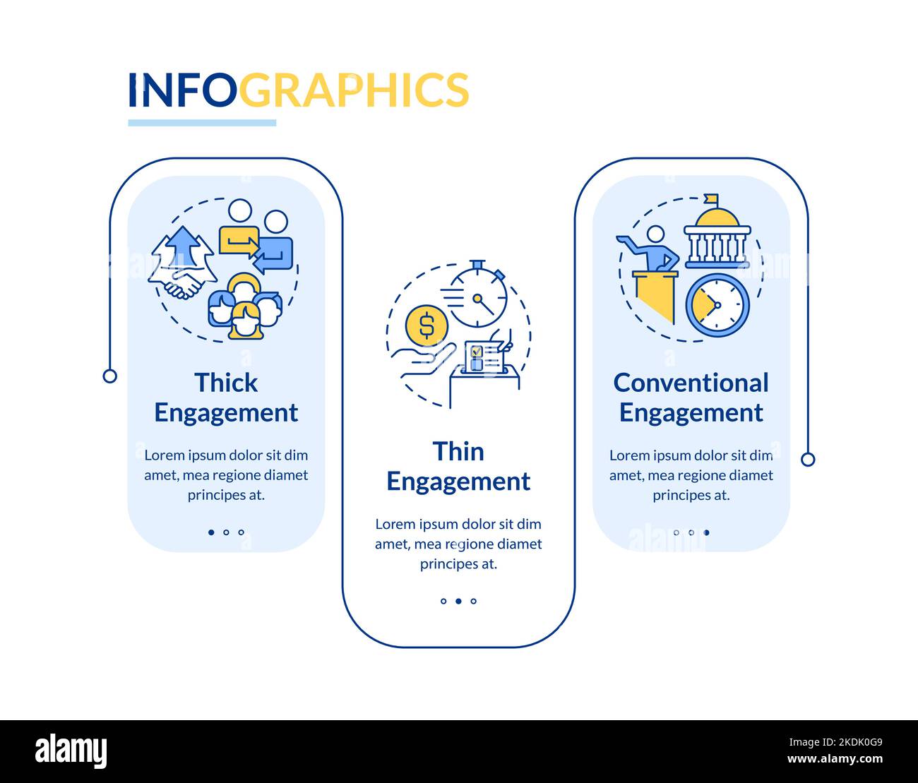 Social engagement method rectangle infographic template Stock Vector
