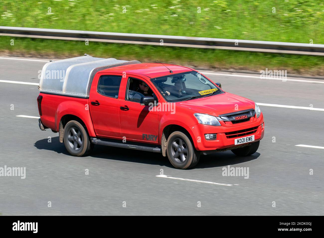 2018 Isuzu D-Max 2.5 TD Blade Double Cab Pickup 4dr Diesel Manual 4x4 travelling on the M6 Motorway UK Stock Photo