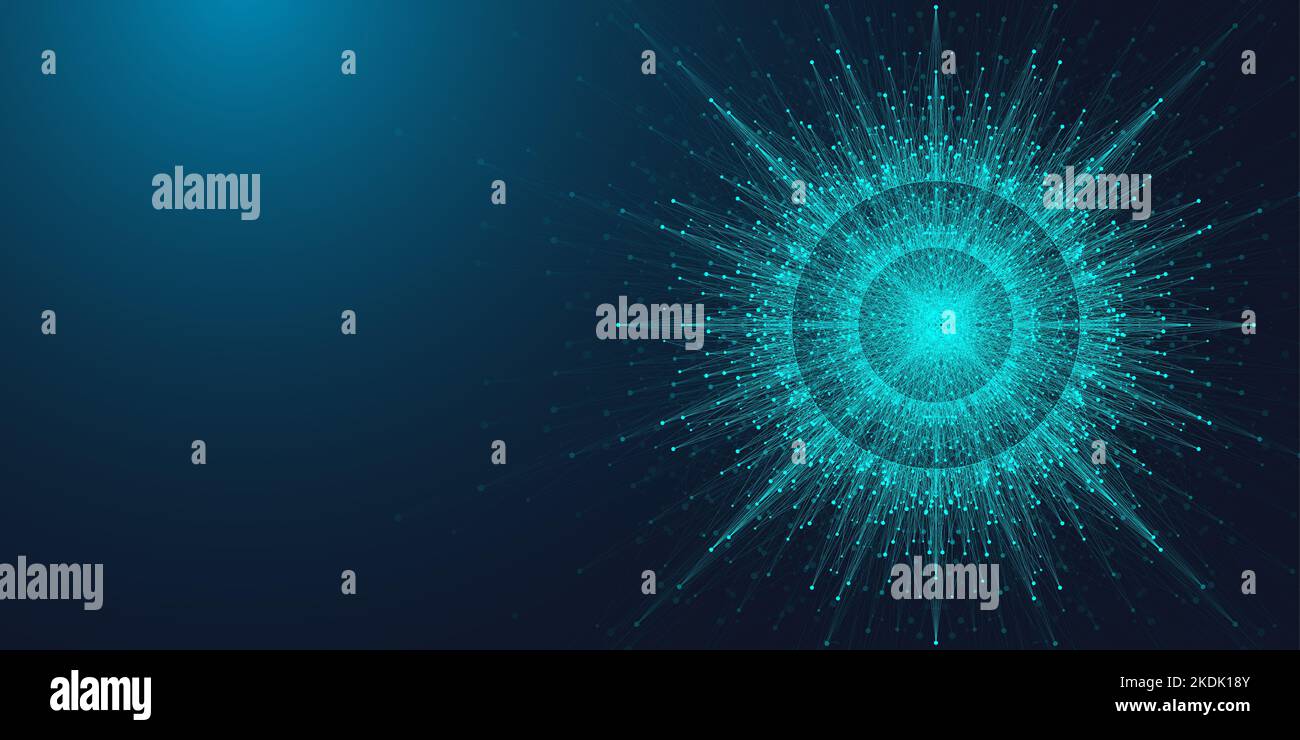 Quantum computing concept illustration. Deep learning artificial ...