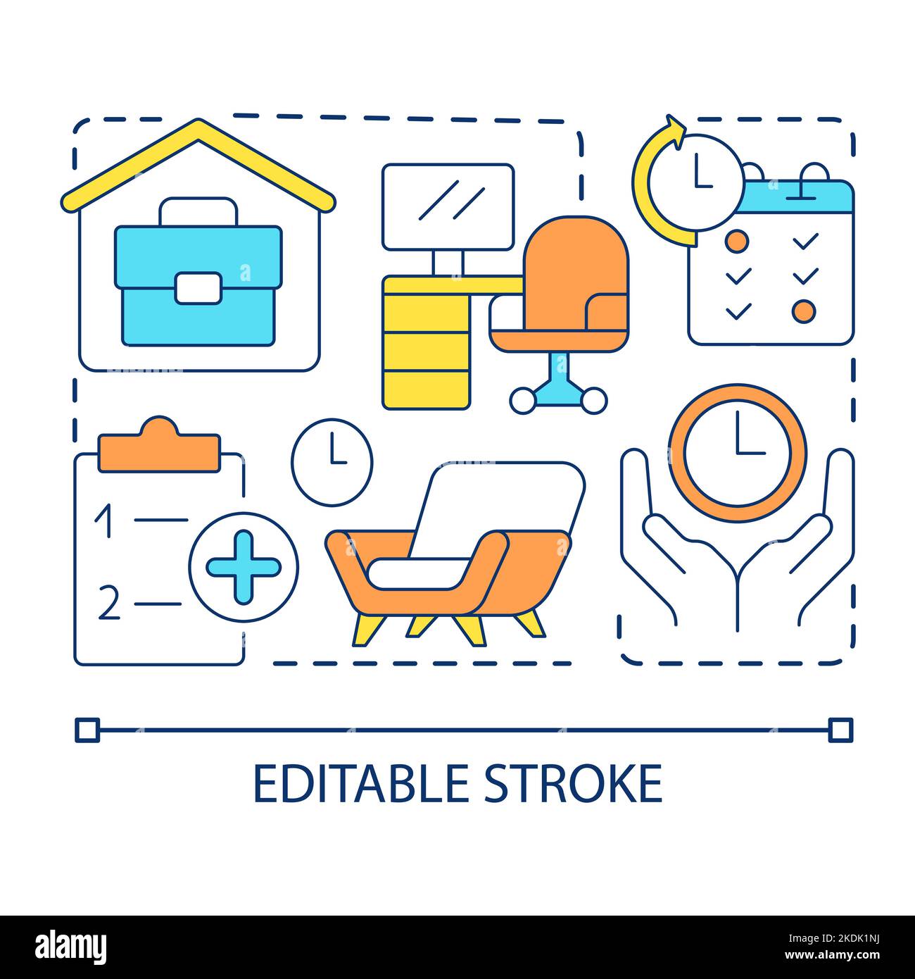Comfortable workplace concept icon Stock Vector