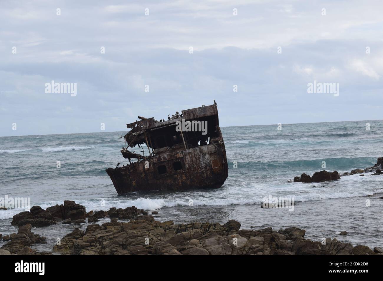 Japanese fishing vessel at Cape Agulhas National Park Stock Photo