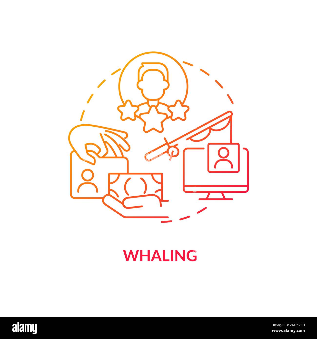 Whaling phishing attack red gradient concept icon Stock Vector