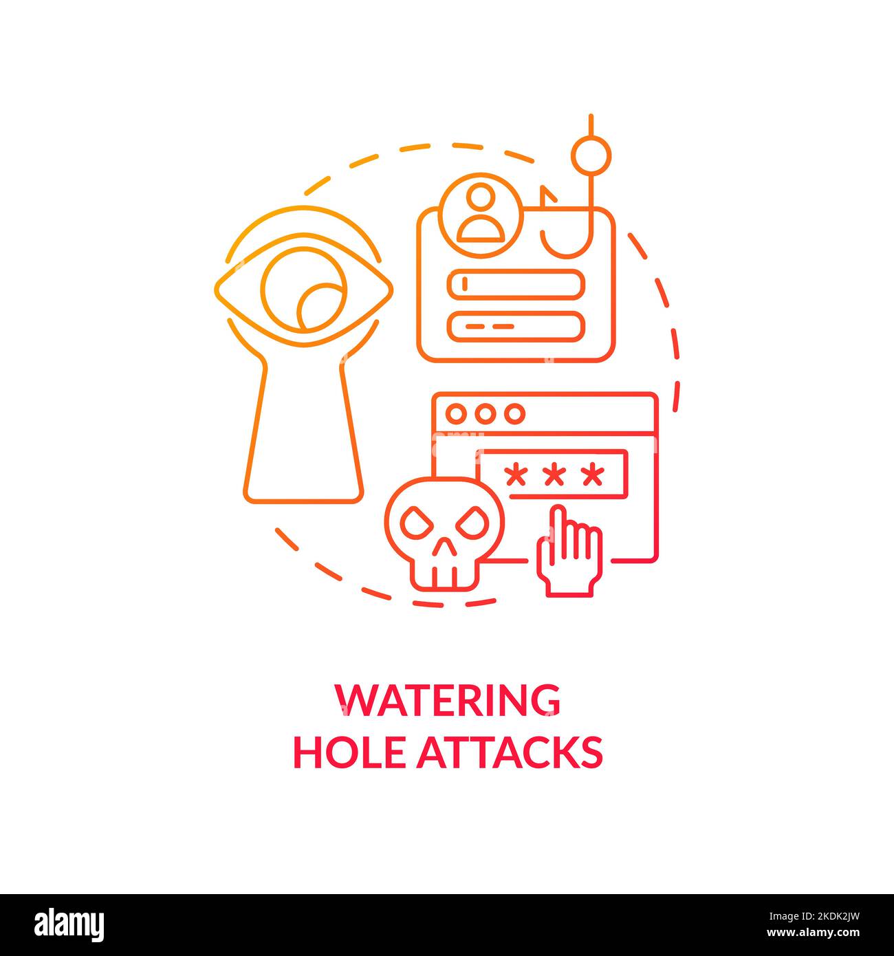 Watering hole attacks red gradient concept icon Stock Vector