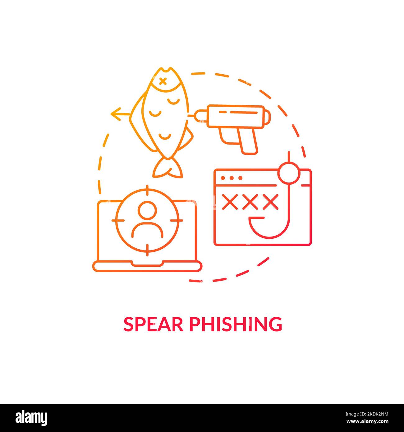 Spear phishing red gradient concept icon Stock Vector