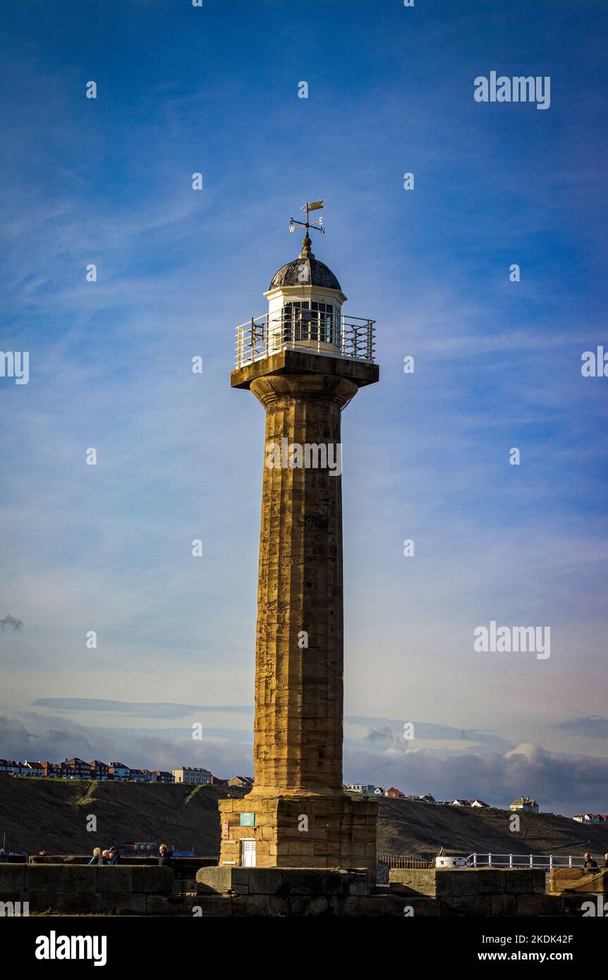 October Lighthouse Whitby Lighthouse photographed in October during Sunset Stock Photo - Alamy