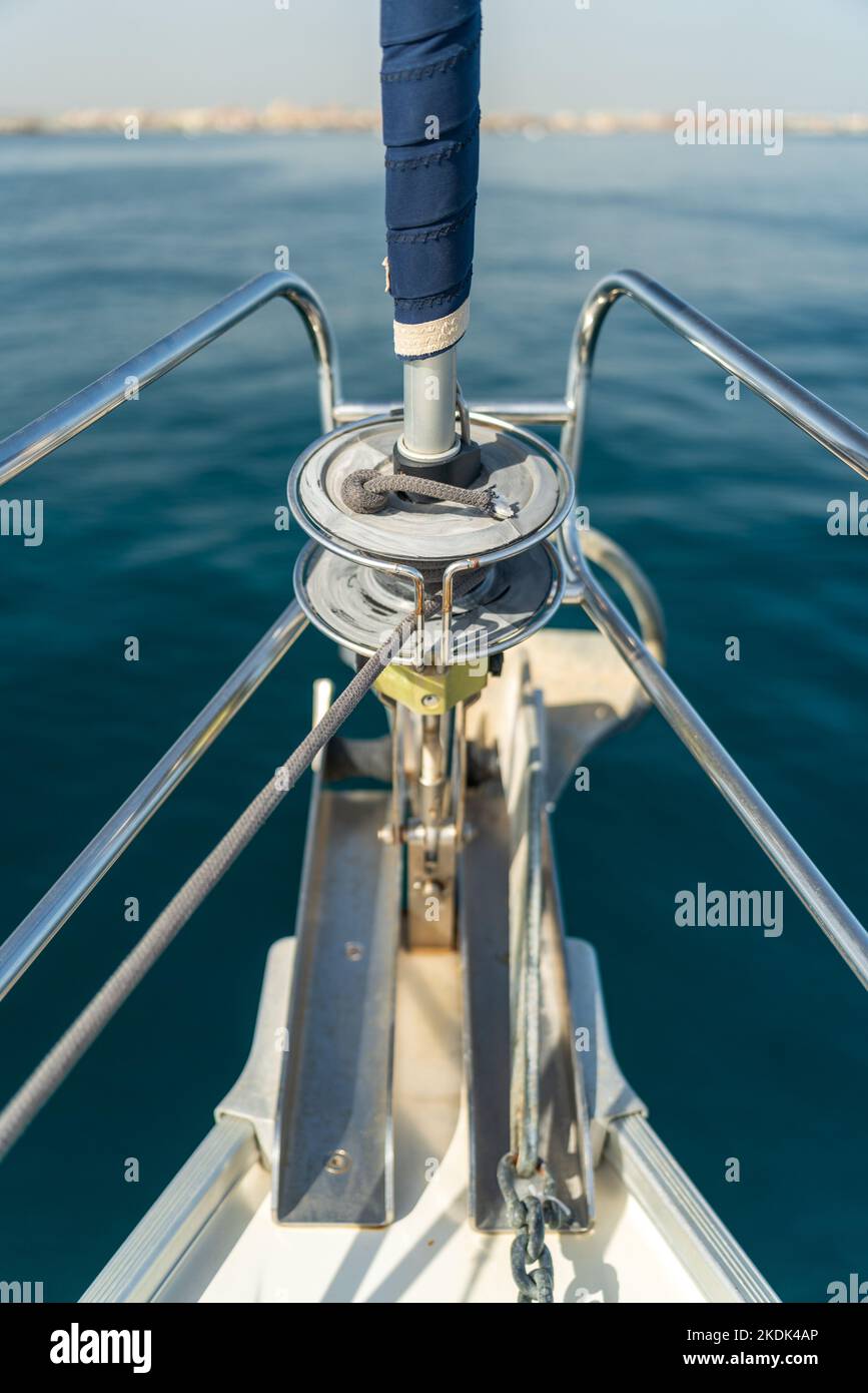 Sailing rope on board of a yacht Stock Photo - Alamy