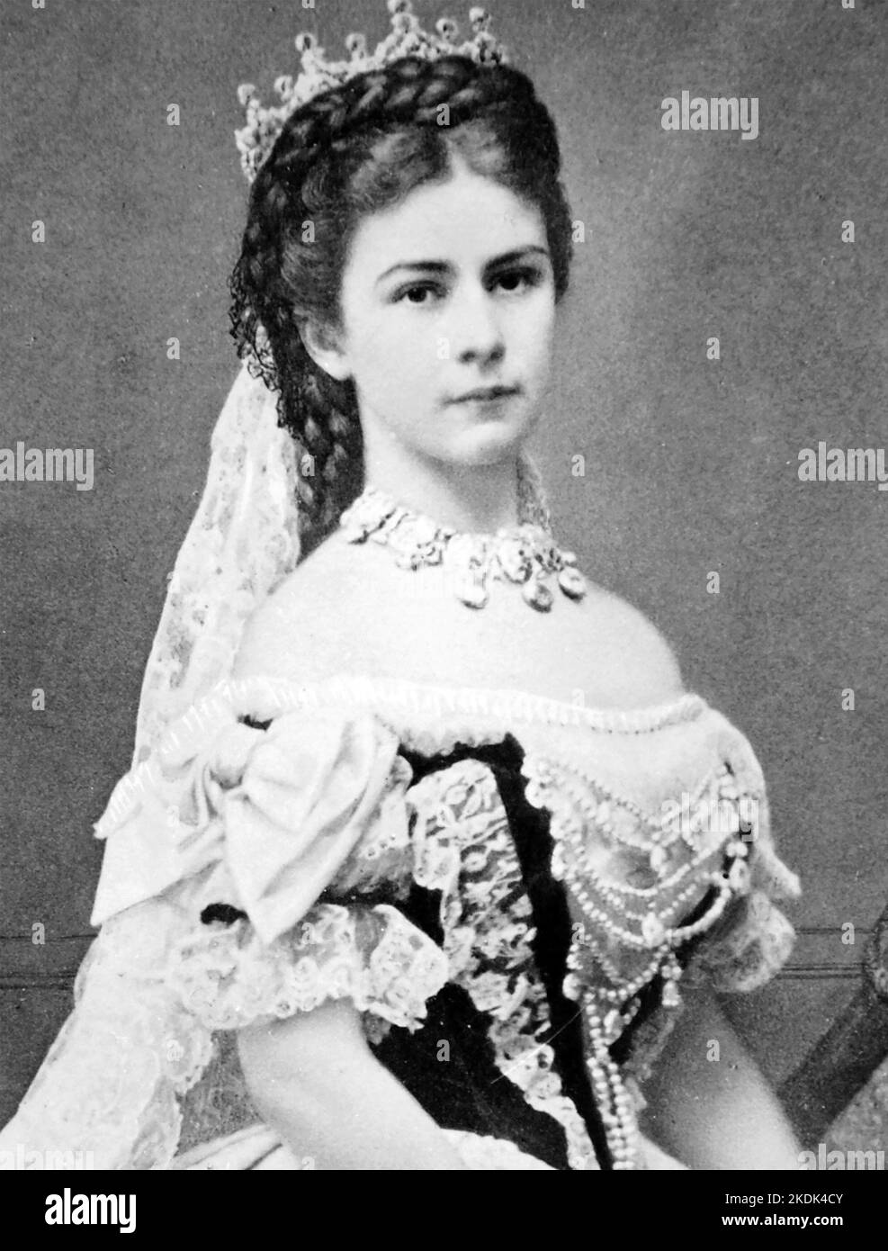 EMPRESS ELISABETH OF AUSTRIA (1837-1898) in her Coronation robes in 1867 Stock Photo