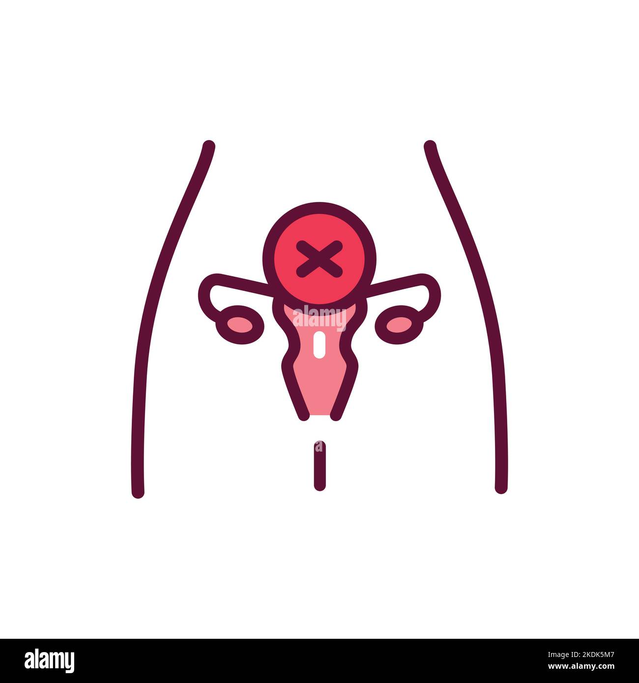 Infertility Line Color Icon Female Reproductive System Disease Line Icon Isolated Vector 1074